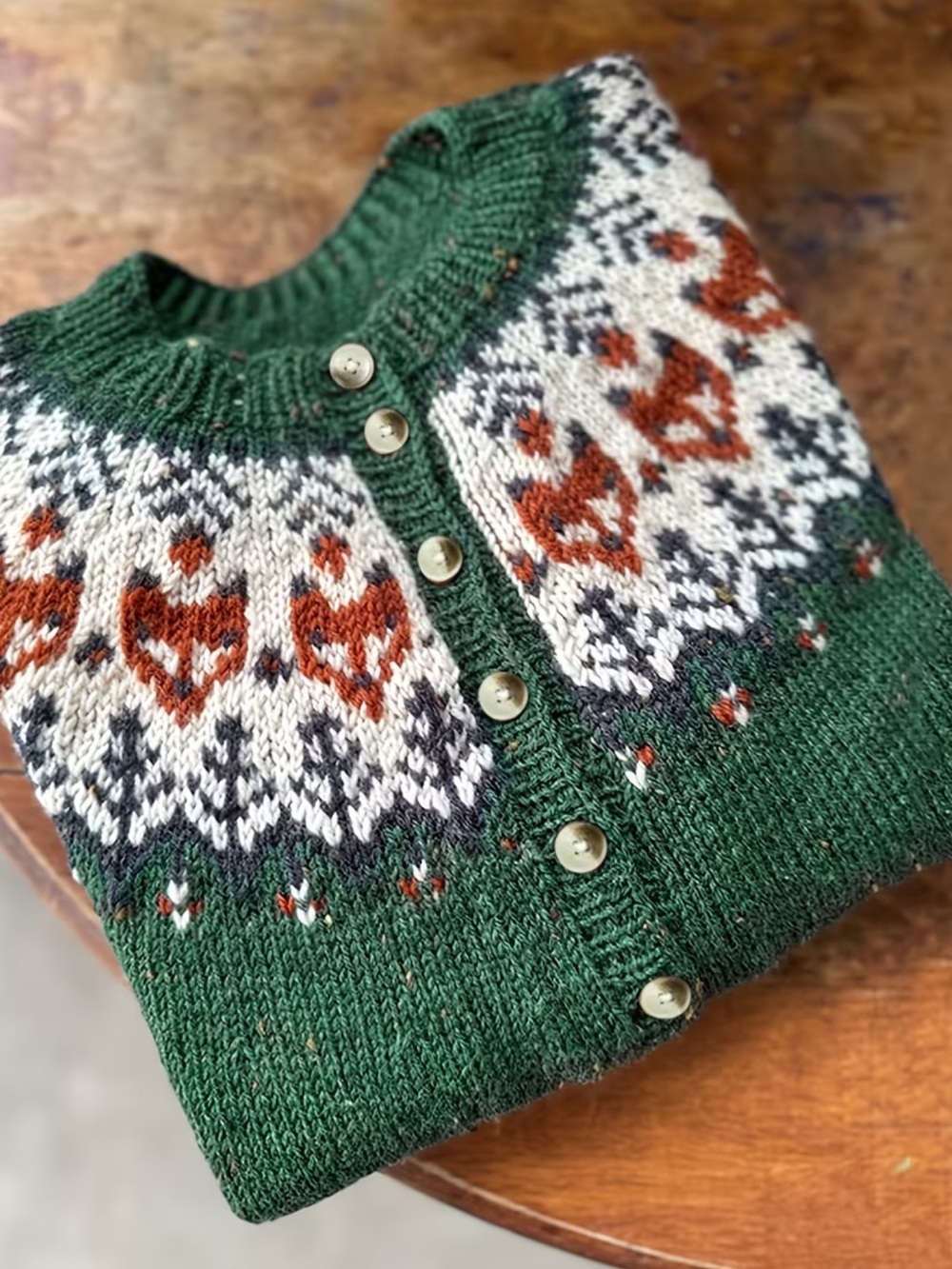 Nordic Fair Isle Fox Cardigan Sweater
